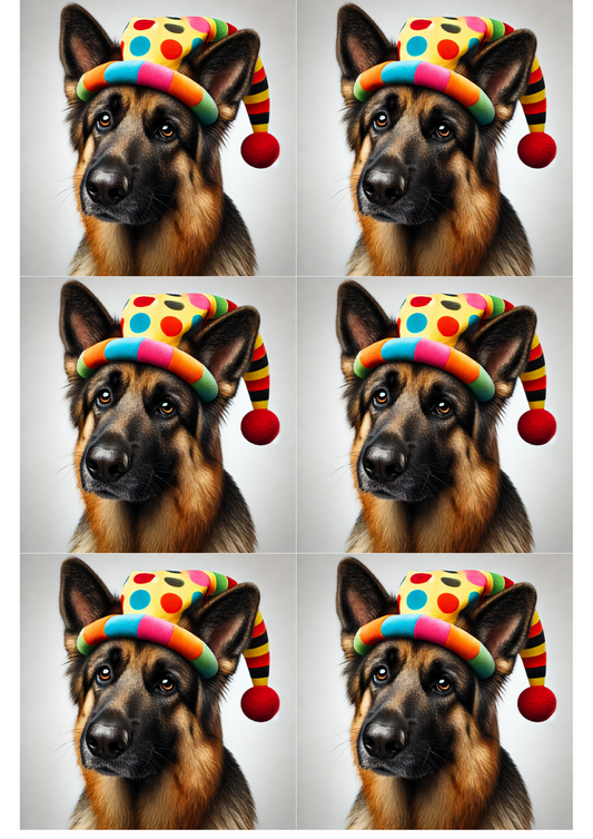 Reispapier für Decoupage-Collage „Deutscher Schäferhund mit Mütze“, Kat. Nr. 2579