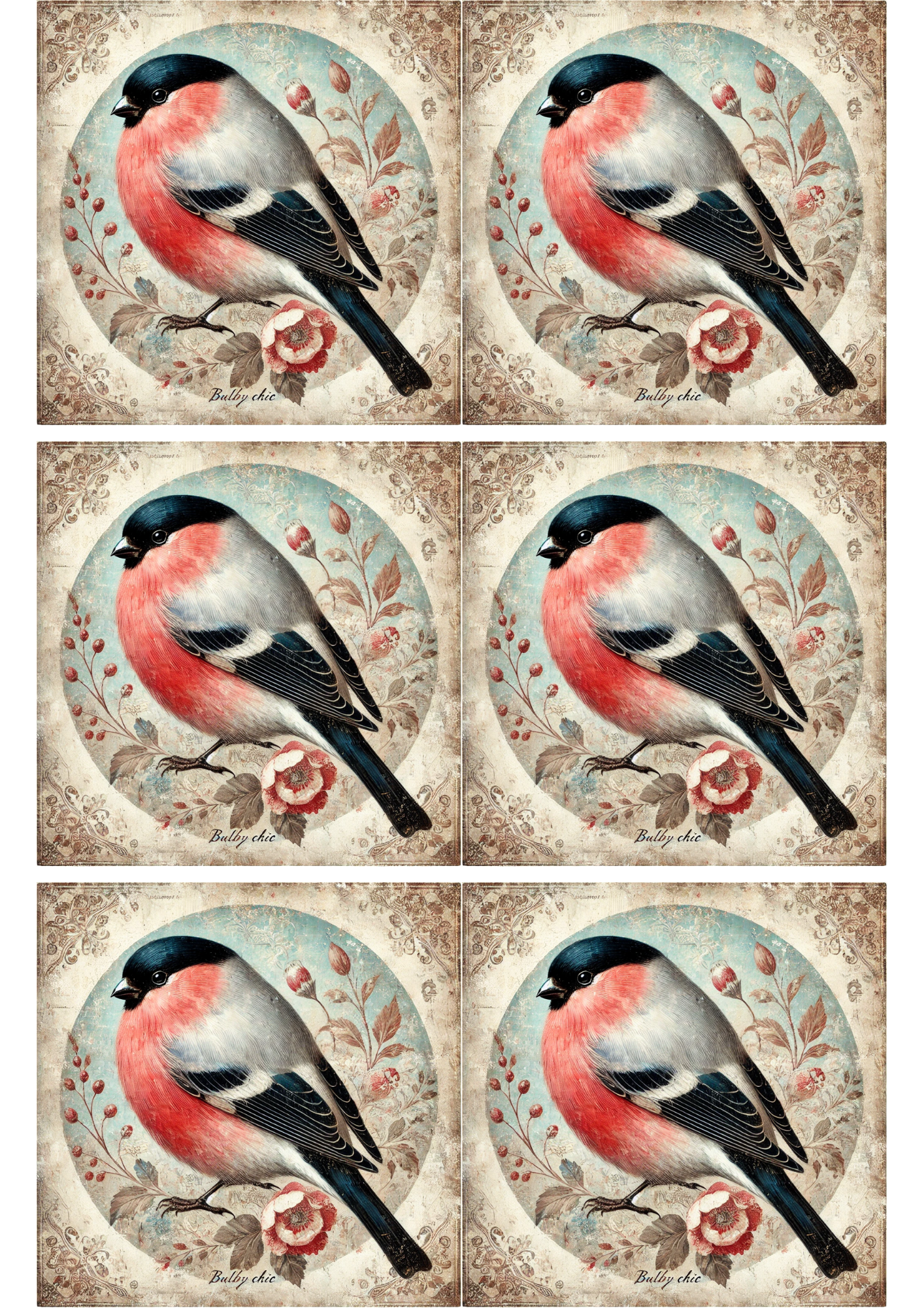 Reispapier für Decoupage Vogel Gimpel Shabby Chic Collage Kat. Nr. 1906