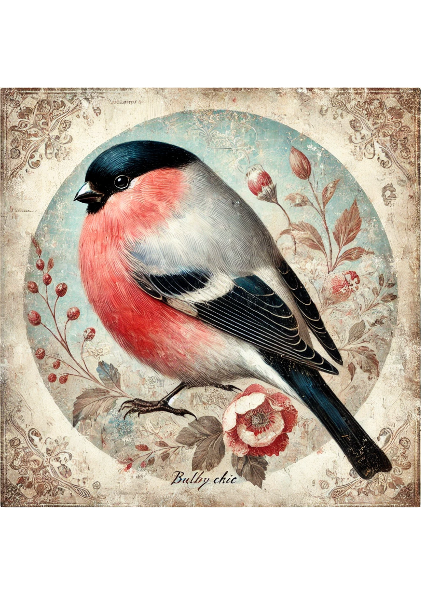 Reispapier für Decoupage Vogel Gimpel Shabby Chic Voll Kat. Nr. 1907