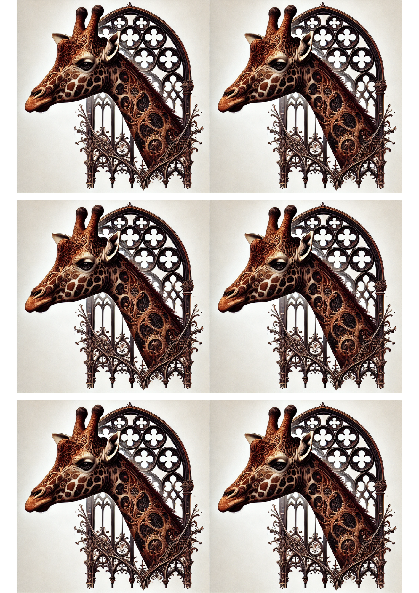 Reispapier für Decoupage Giraffe Gothic Style Collage Kat. Nr. 1910
