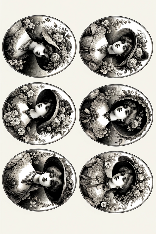 Reispapier für Decoupage-Köpfe, 6 ovale, volle Kat.-Nr. 1835