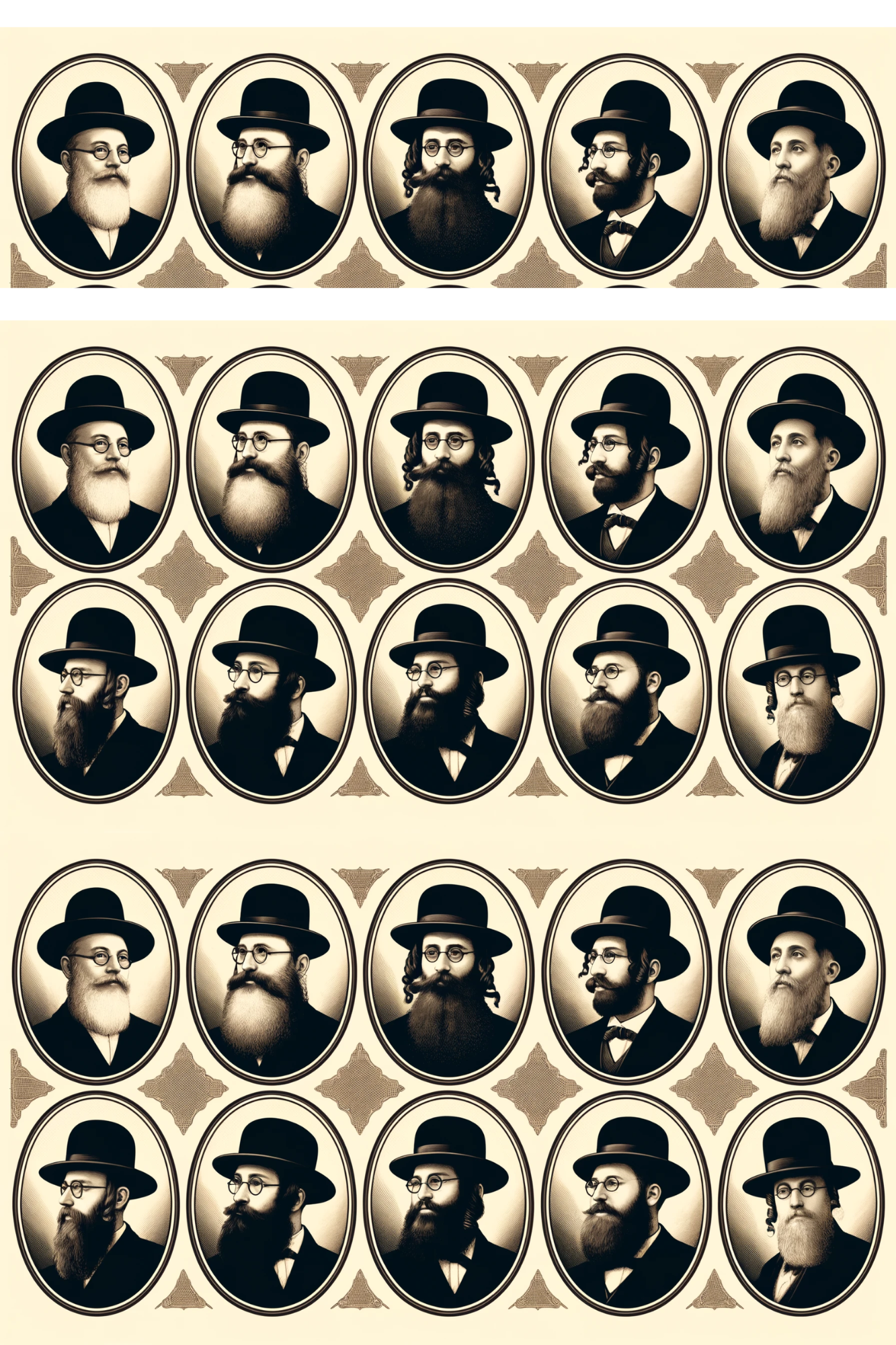 Reispapier für Decoupage Köpfe Juden Chassidim Oval Collage Kat. Nr. 133