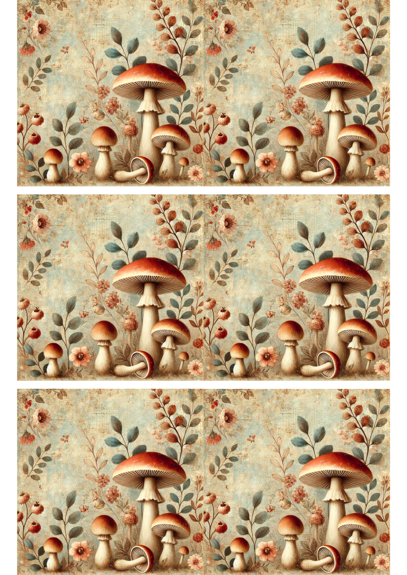 Reispapier für Decoupage Pilze Shabby Chic Collage Kat. Nr. 2821