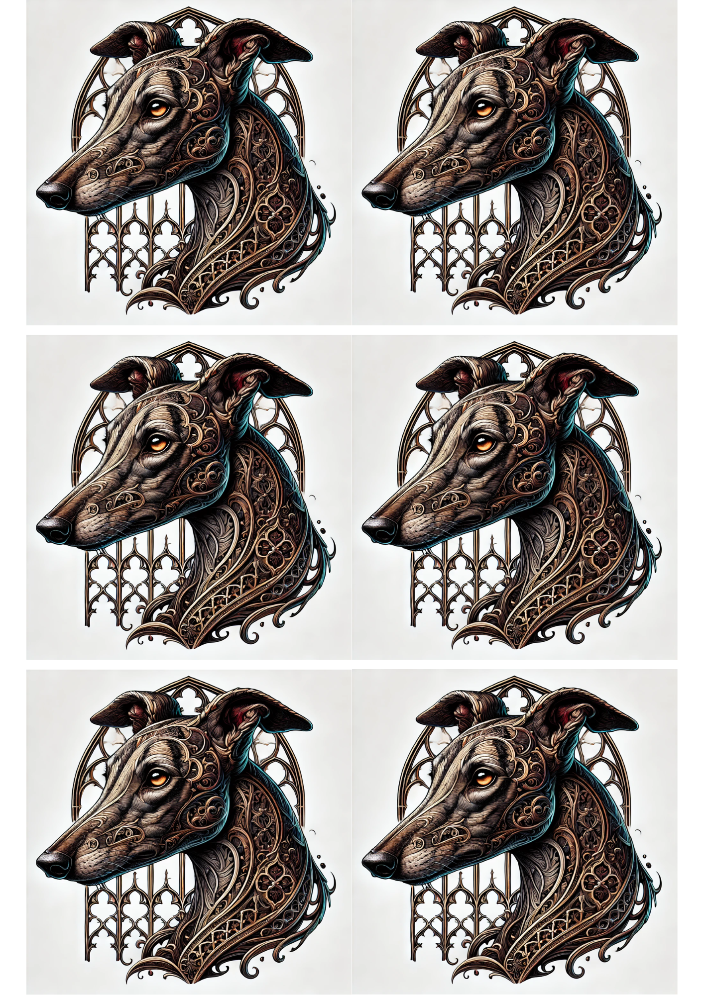 Reispapier für Decoupage Greyhound Gothic Style Collage Kat. Nr. 1948