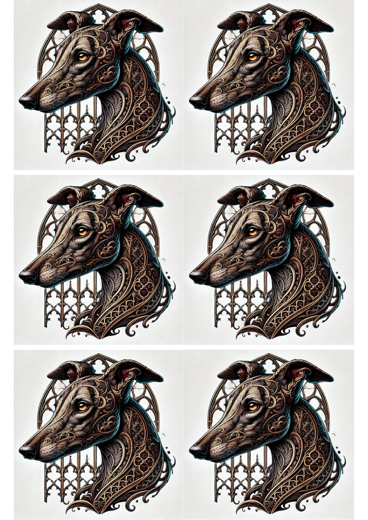 Reispapier für Decoupage Greyhound Gothic Style Collage Kat. Nr. 1948