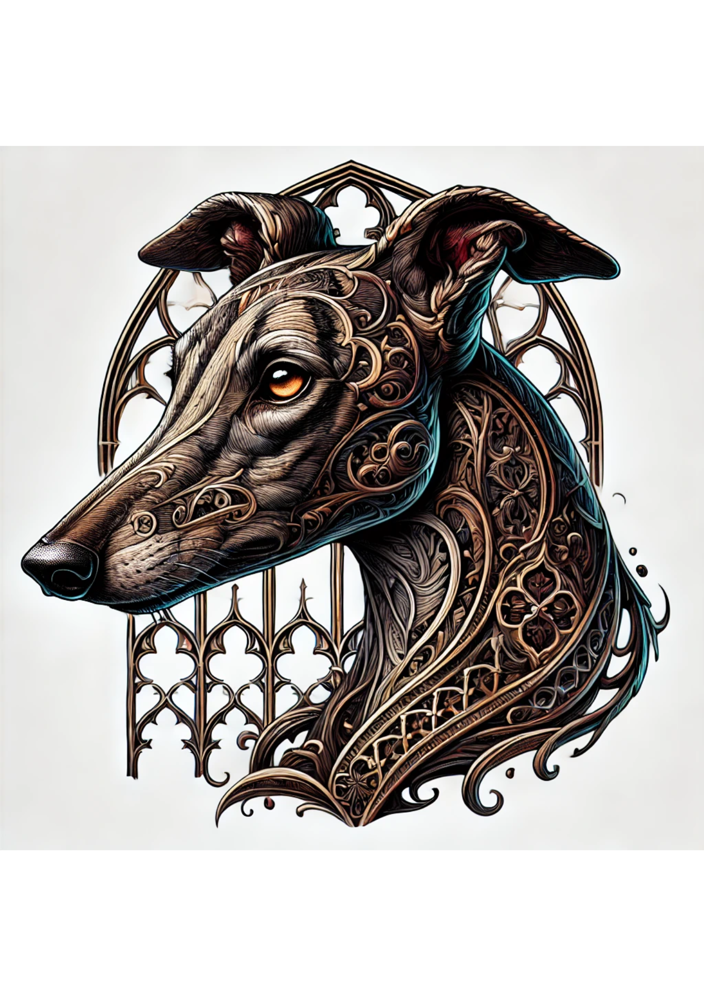 Reispapier für Decoupage Windhund Gothic Style Volle Kat. Nr. 1949