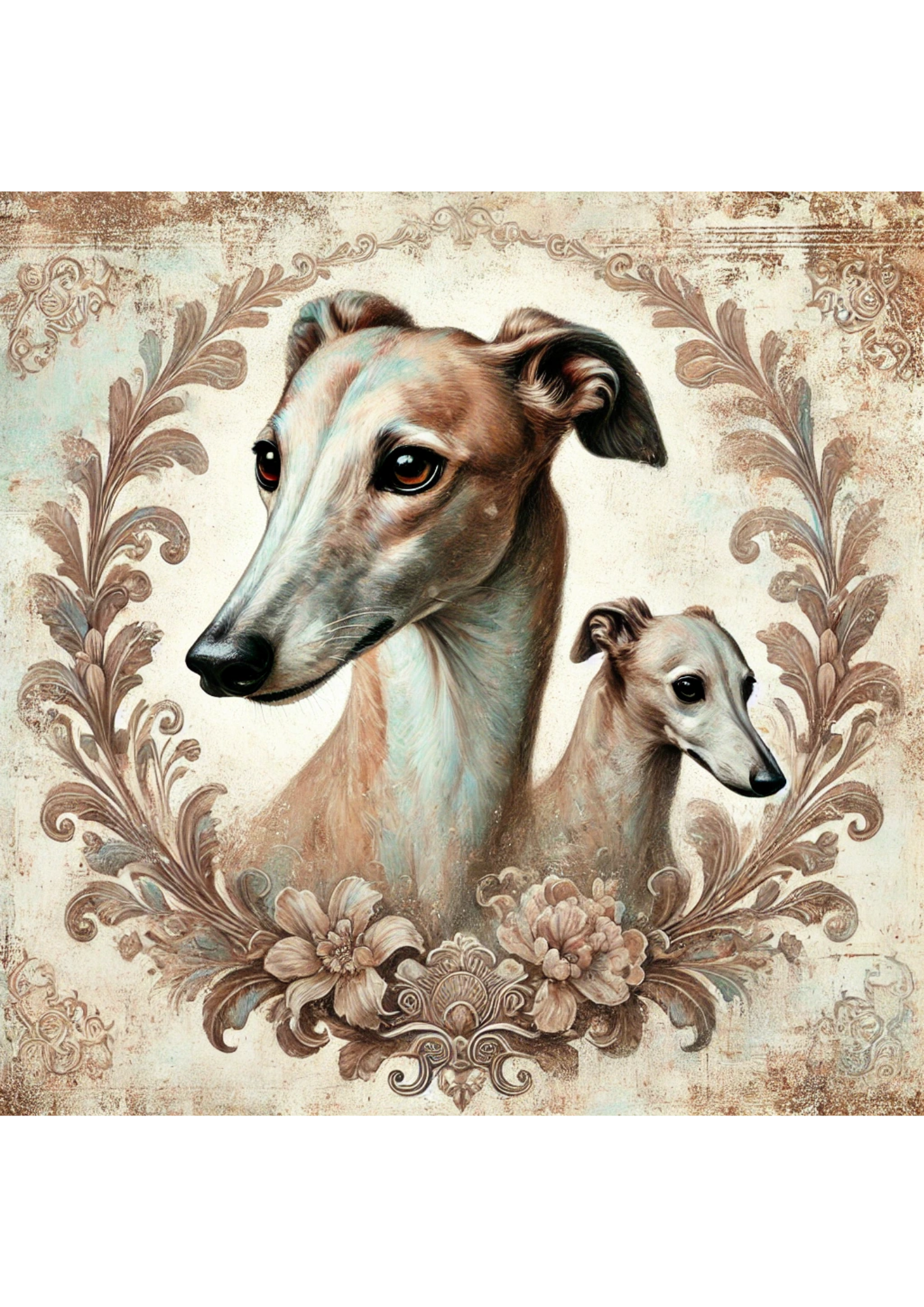 Reispapier für Decoupage Windhund Shabby Chic Full Kat. Nr. 1951