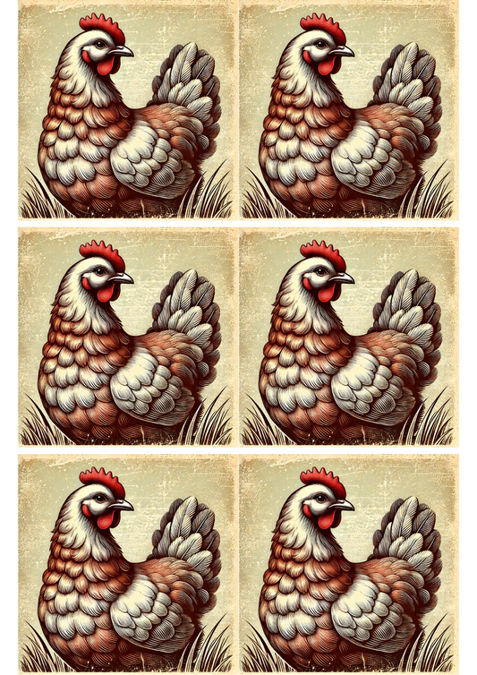 Reispapier für Decoupage-Hühnercollage Kat. Nr. 1952