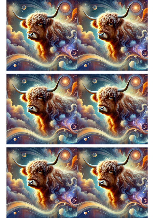 Rice Paper For Decoupage Highland Cow Surreal 2 Collage Cat. No. 2831