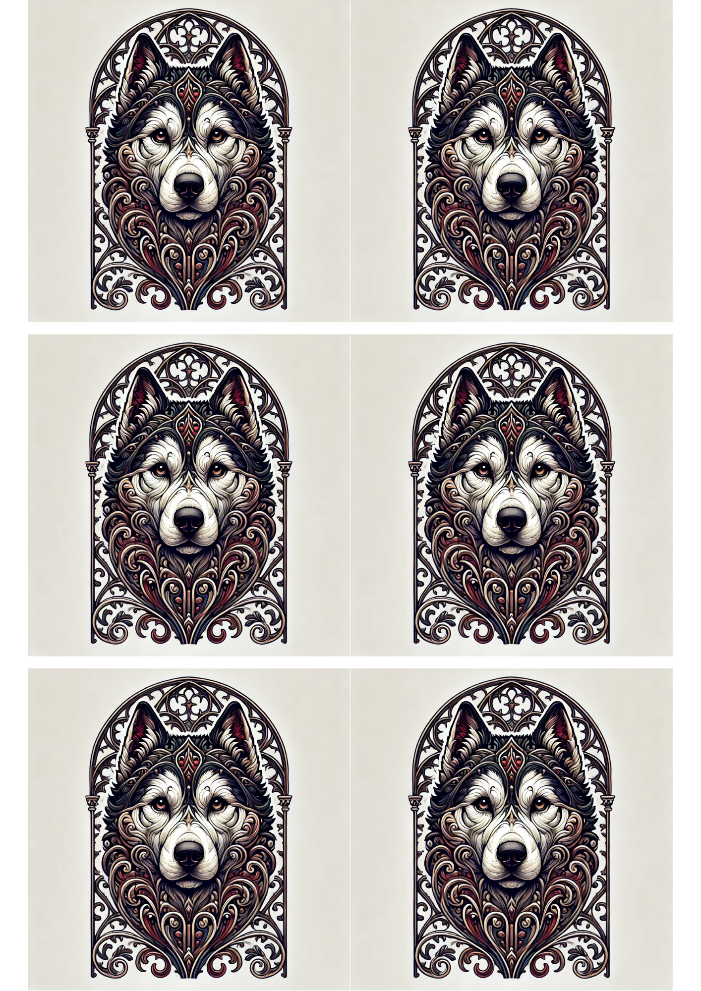 Reispapier für Decoupage Husky im gotischen Stil Collage Kat. Nr. 1958