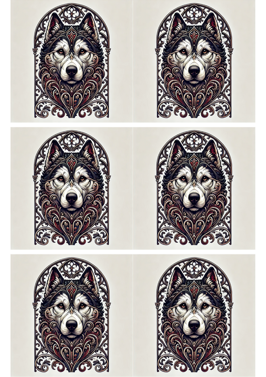 Reispapier für Decoupage Husky im gotischen Stil Collage Kat. Nr. 1958