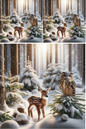 Rice Paper for Decoupage Deer and Eagle Owl in the Forest in Winter Collage Cat. No. 565