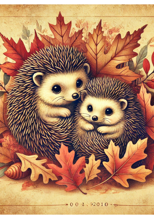 Reispapier für Decoupage Igel unter Herbstblättern 2 Volle Kat. Nr. 1981