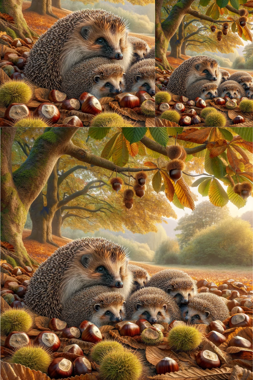 Rice Paper for Decoupage Hedgehog Under the Chestnut Tree, Cat. No. 136