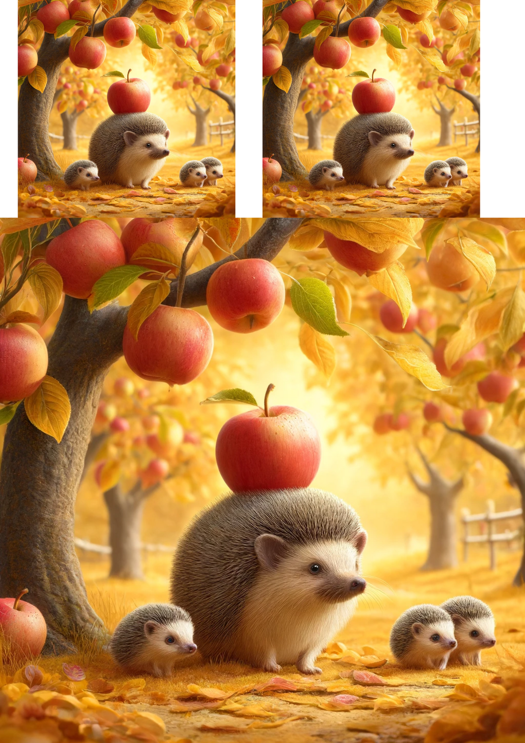 Reispapier für Decoupage Igel unter dem Apfelbaum im Herbst, Kat. Nr. 137