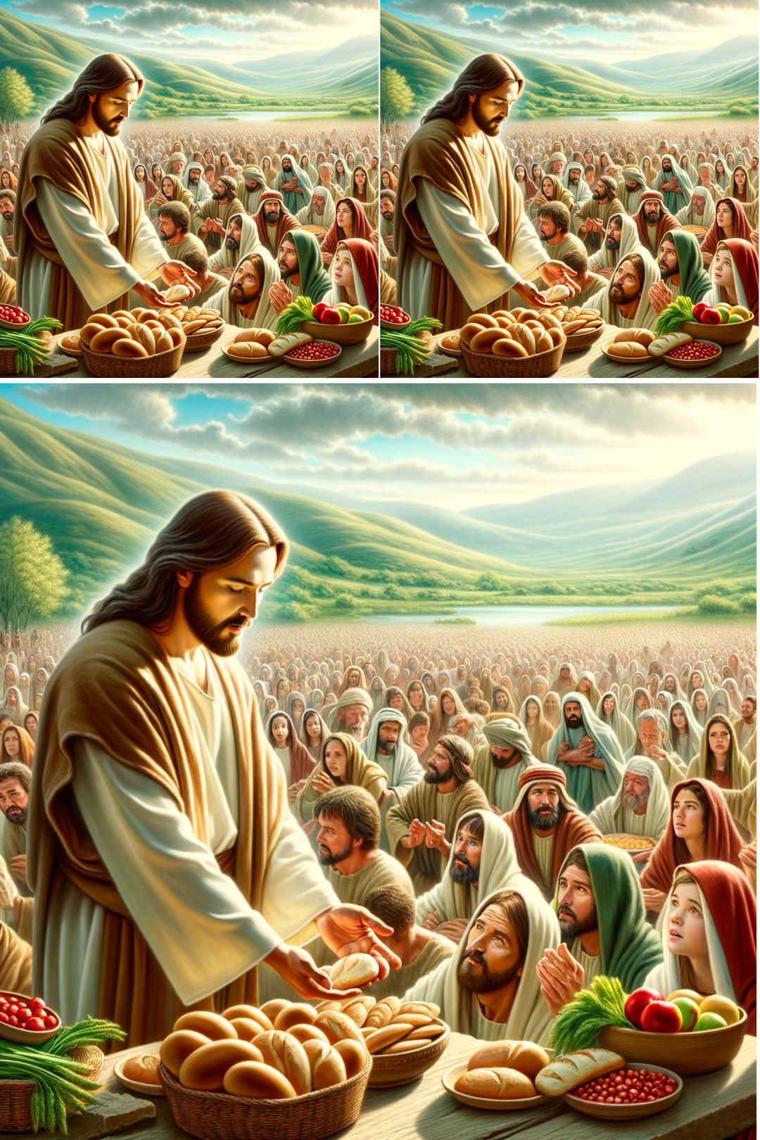 Rice Paper for Decoupage Jesus Multiplies Bread Collage Cat. No. 581