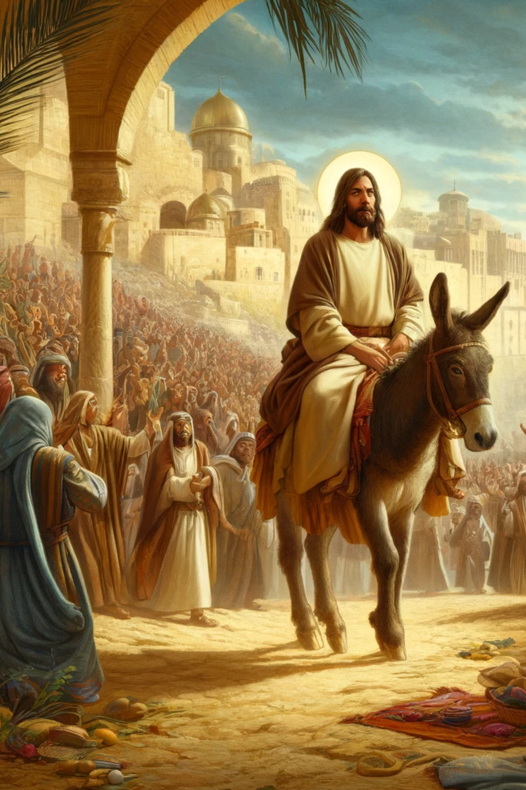 Reispapier für Decoupage Jesus zieht auf einem Esel in Jerusalem ein, vollständige Kat.-Nr. 592