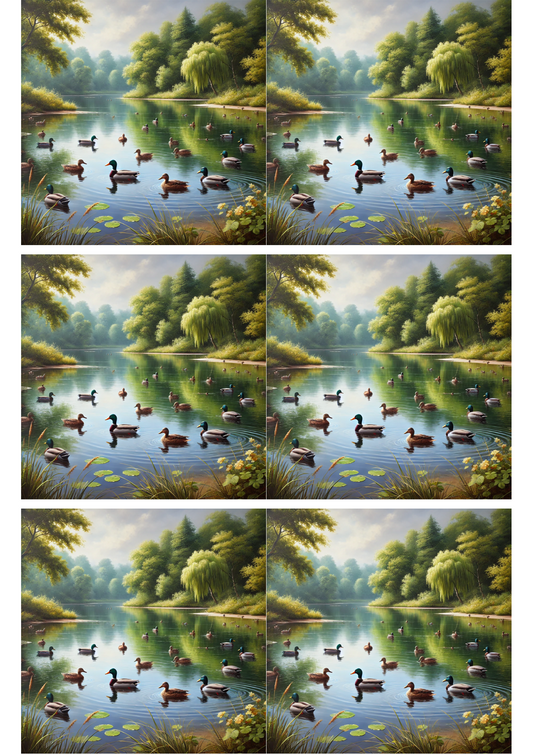 Reispapier für Decoupage-Collage „Enten auf dem See“ Kat. Nr. 1990