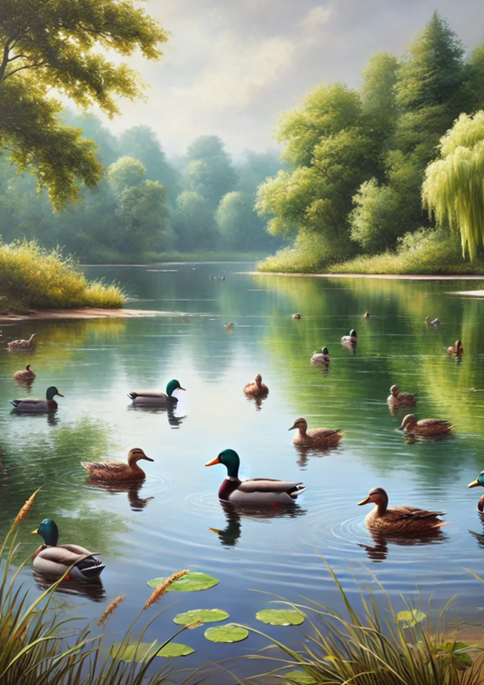 Reispapier für Decoupage Enten auf dem See, vollständige Kat.-Nr. 1991