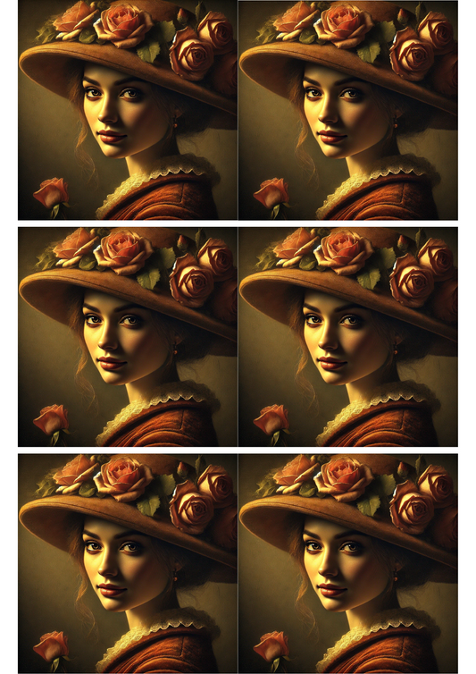 Reispapier für Decoupage Frau im Rembrandt-Stil 3 Collage Kat. Nr. 2002