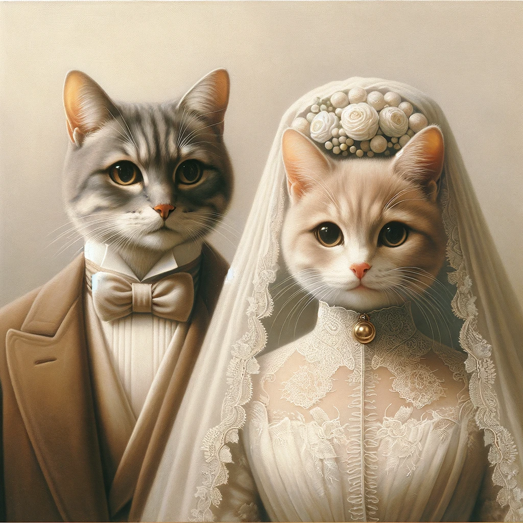 Reispapier für Decoupage Katze Hochzeitsportrait Katze Nr. 73