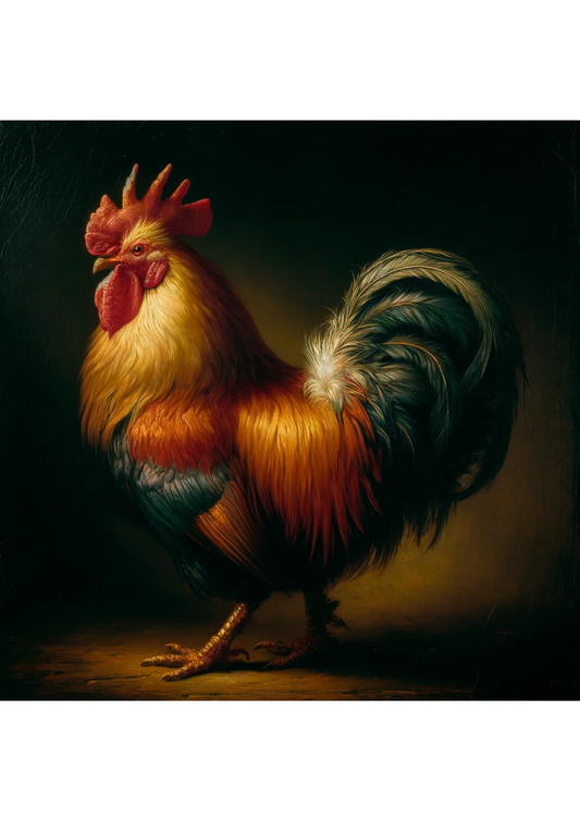 Reispapier für Decoupage Hahn im Stil von Rembrandt Vollständige Kat.-Nr. 2011