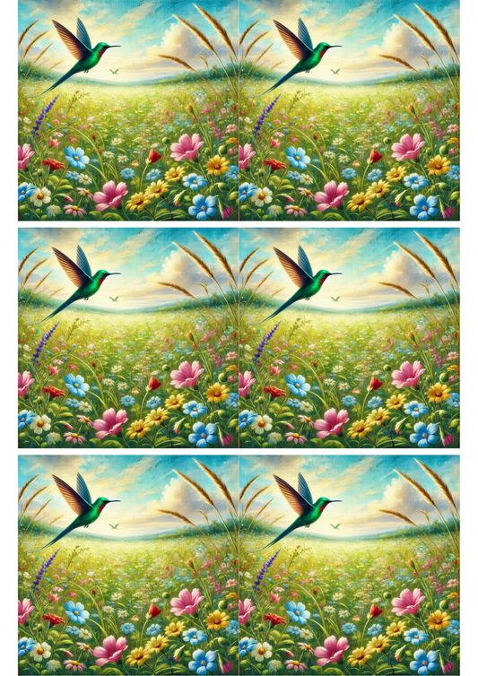 Reispapier für Decoupage-Collage „Kolibri über Wiese“ Kat. Nr. 2012
