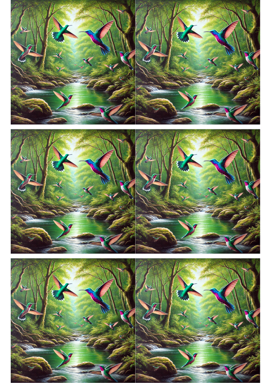 Reispapier für Decoupage-Collage „Kolibri über Fluss“ Kat. Nr. 2014