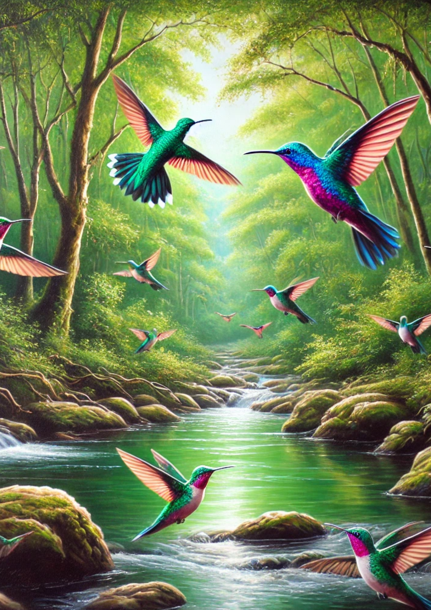Reispapier für Decoupage Kolibri über Fluss, voll, Kat. Nr. 2015