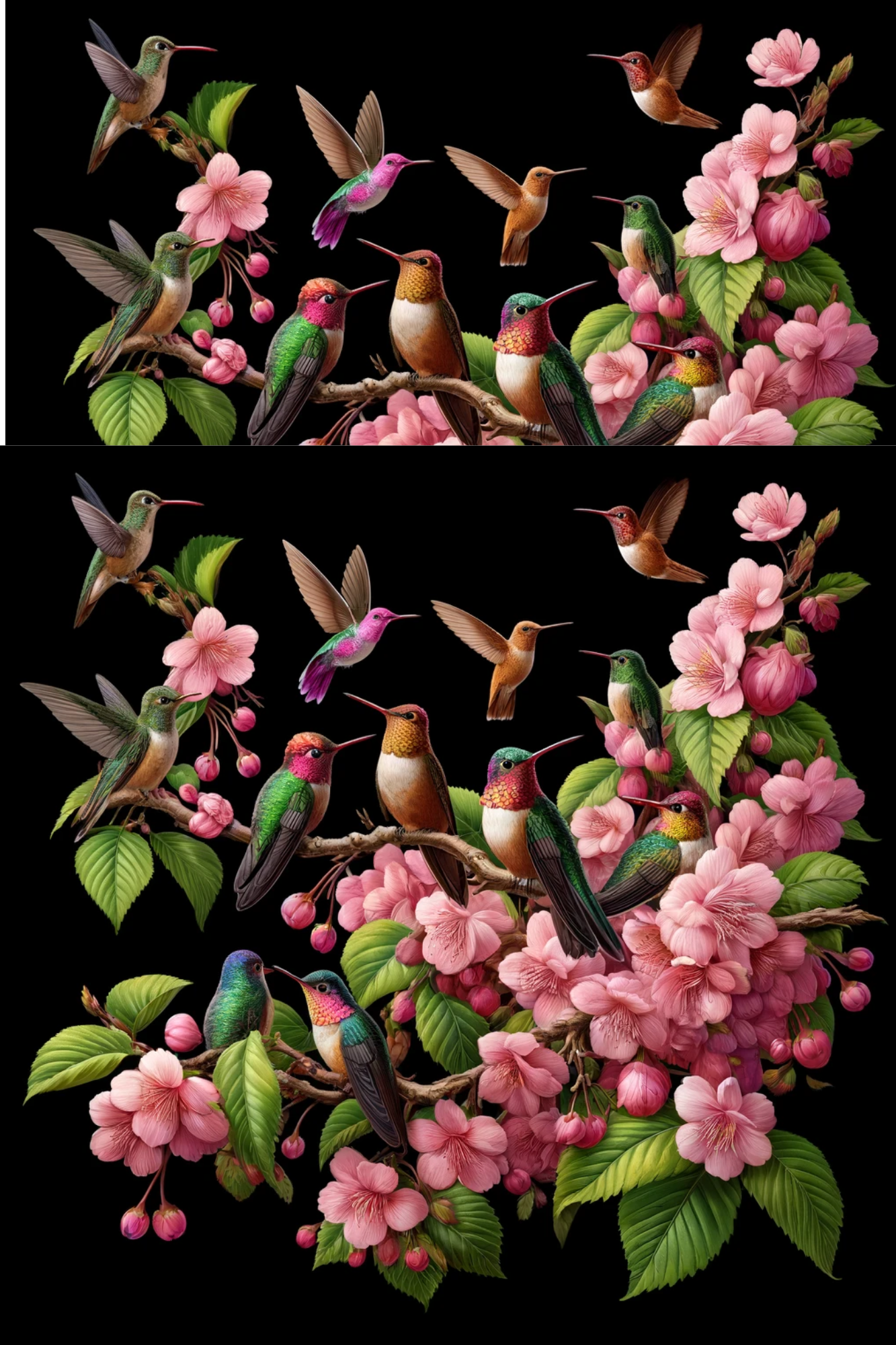 Reispapier für Decoupage Kolibri auf Kirsche Kat. Nr. 146