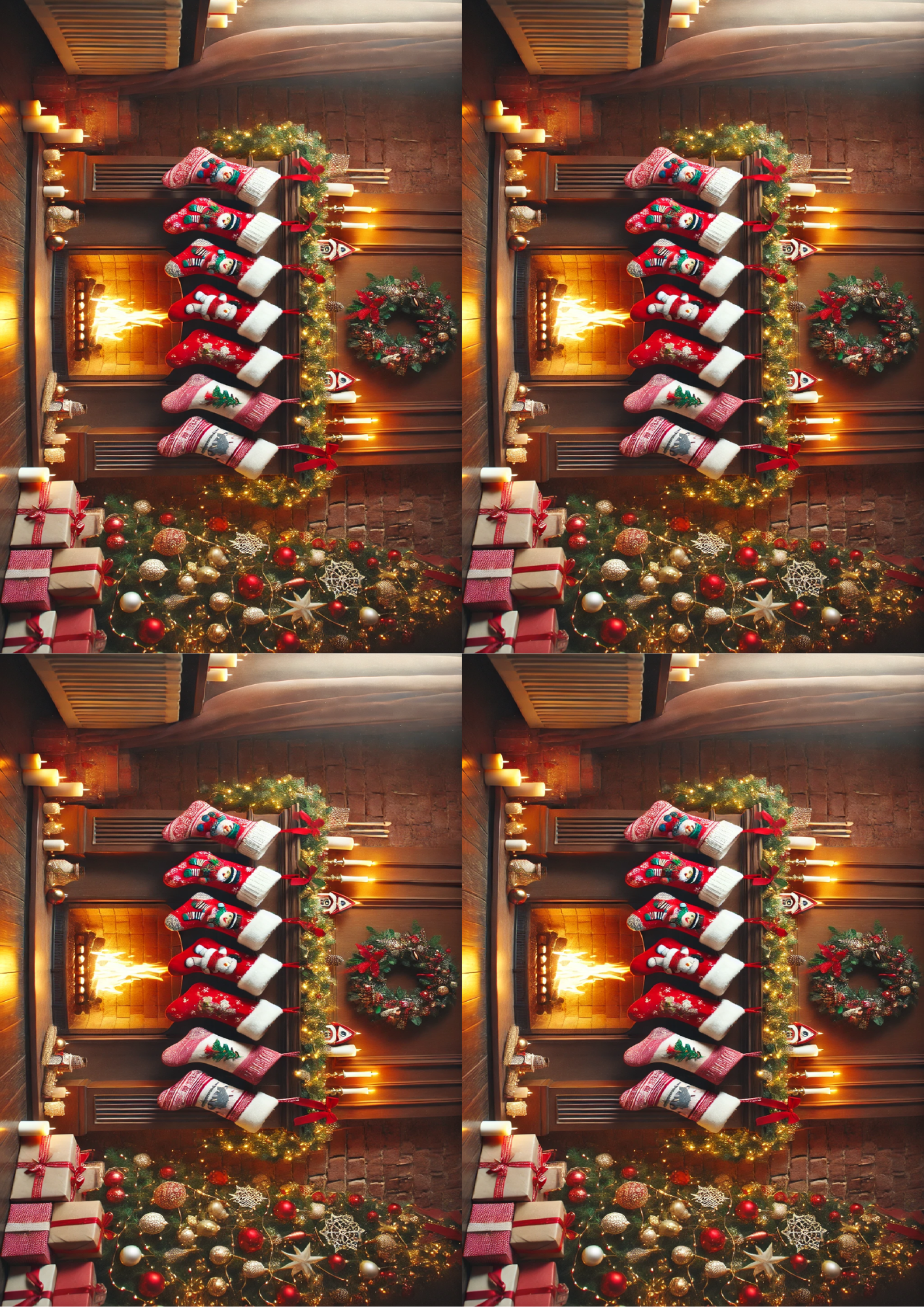 Rice Paper for Decoupage Fireplace With Hanging Stockings For Gifts Collage Cat. No. 1524