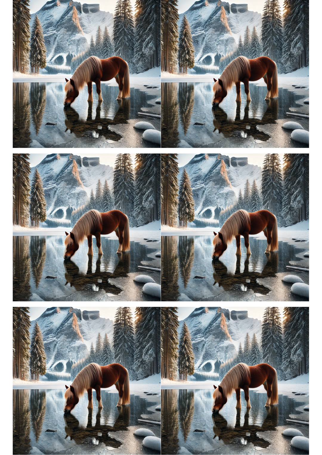 Rice Paper for Decoupage Horse In The Mountains Collage Cat. No. 2022