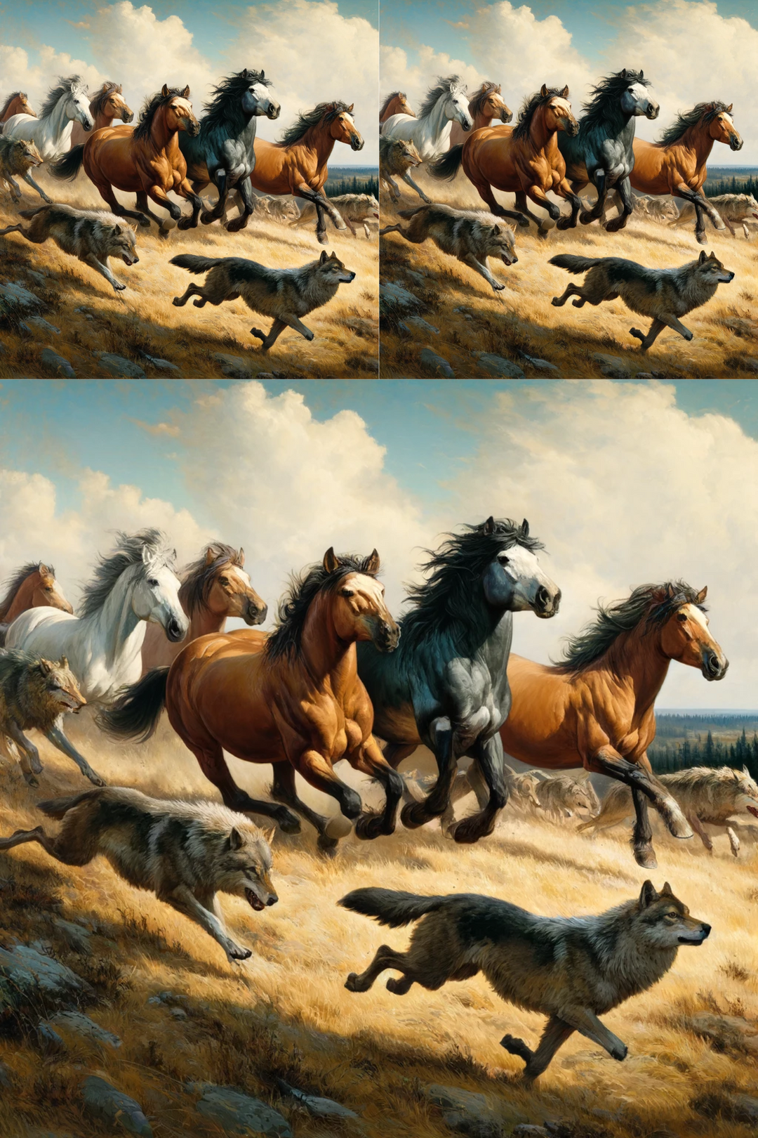 Reispapier für Decoupage Pferd und Wolf Kat. Nr. 31