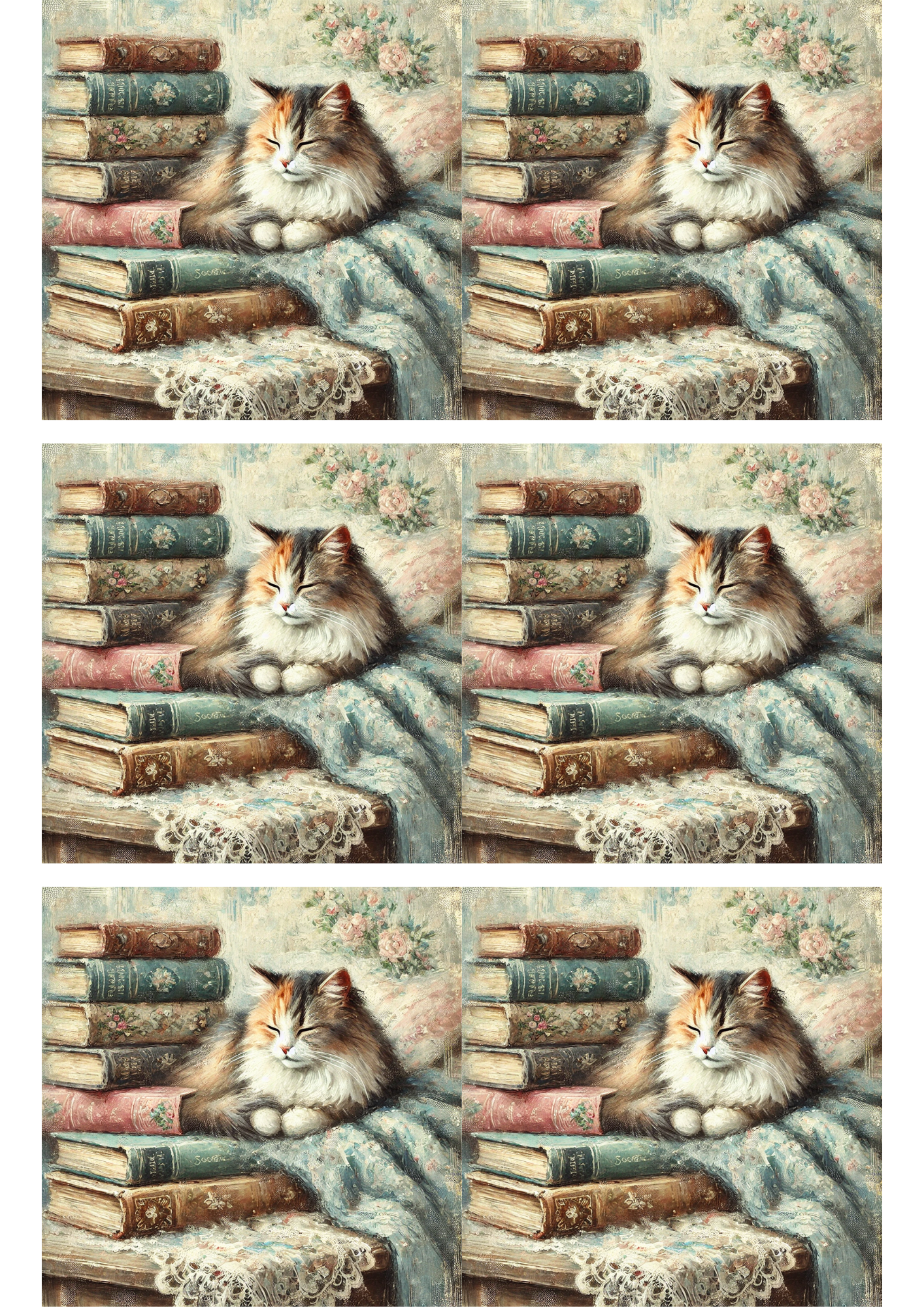 Reispapier für Decoupage Katze Bibliophile Shabby Chic Collage Katze. Nr. 3033