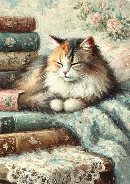 Reispapier für Decoupage Katze Bibliophile Shabby Chic Volle Kat. Nr. 3034
