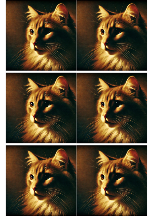 Reispapier für Decoupage-Katze im Rembrandt-Stil Collage Kat. Nr. 2032