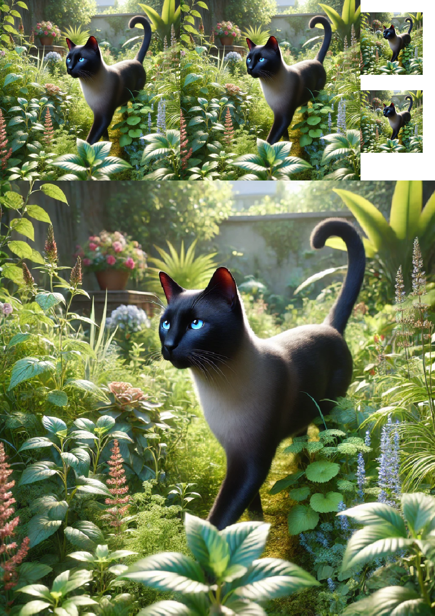 Reispapier für Decoupage, dunkle Siamkatze im Garten, Collage, Kat. Nr. 1307