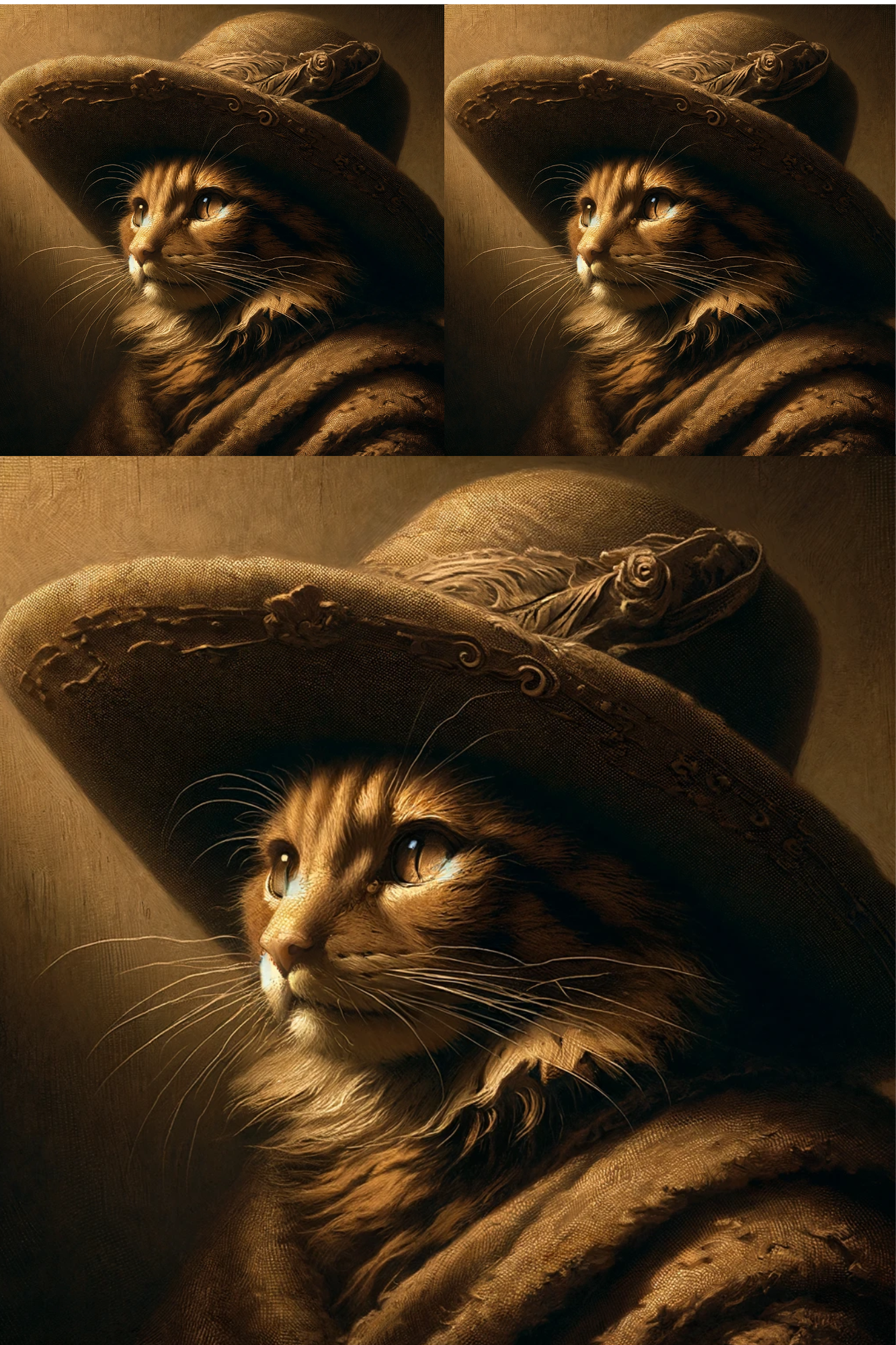 Reispapier für Decoupage „Die Katze mit Hut“ im Rembrandt-Stil Kat. Nr. 53