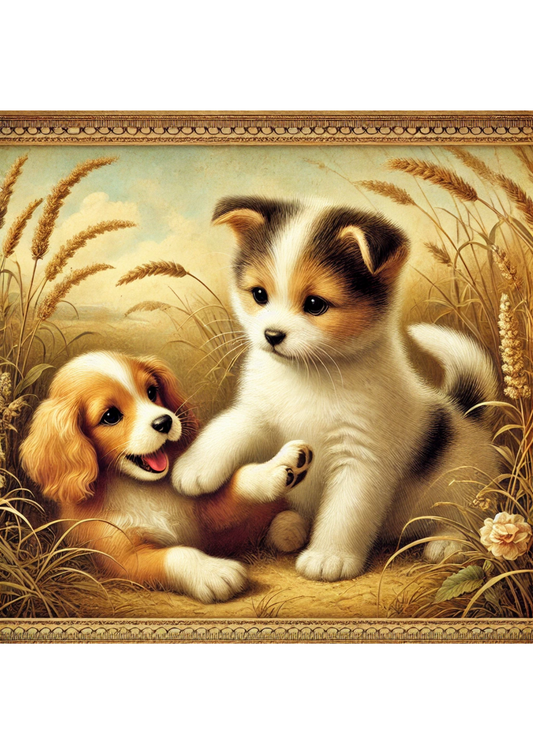 Reispapier für Decoupage Kätzchen und kleiner Hund, vollständige Kat.-Nr. 2039