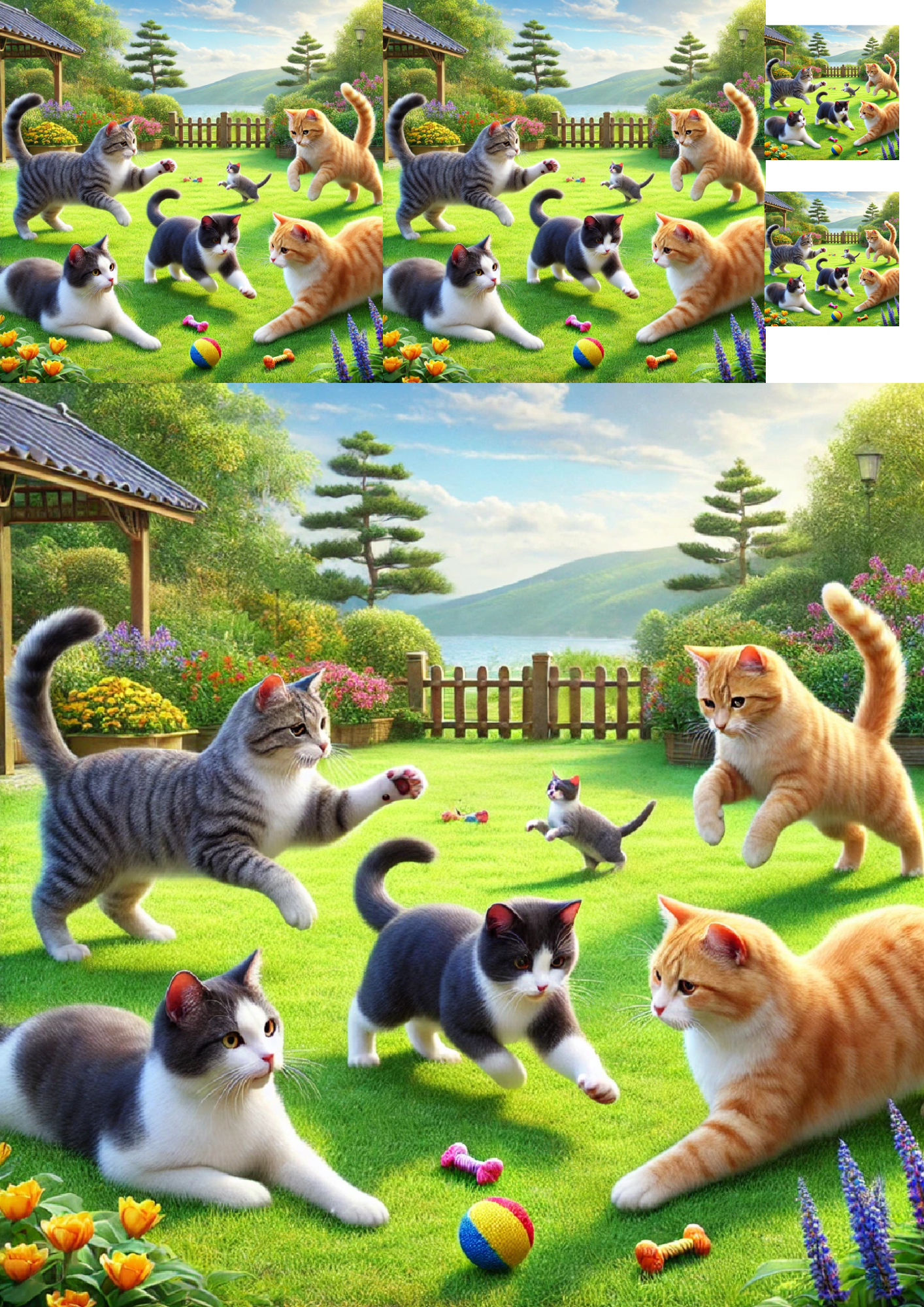 Reispapier für Decoupage-Collage „Katzen im Garten“, Kat.-Nr. 1309