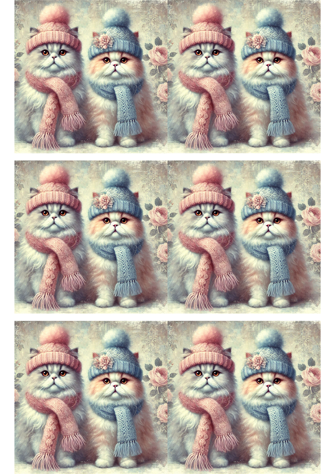 Reispapier für Decoupage Katzen im Winter 2 Collage Kat. Nr. 2843