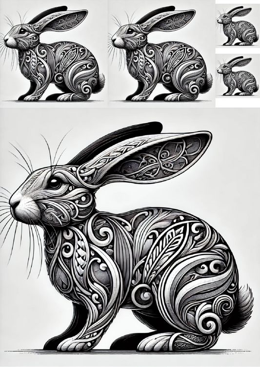 Reispapier für Decoupage-Hase im gotischen Stil Collage Kat. Nr. 1439