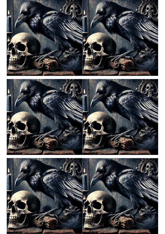 Reispapier für Decoupage Raben- und Totenkopfcollage Kat. Nr. 2845