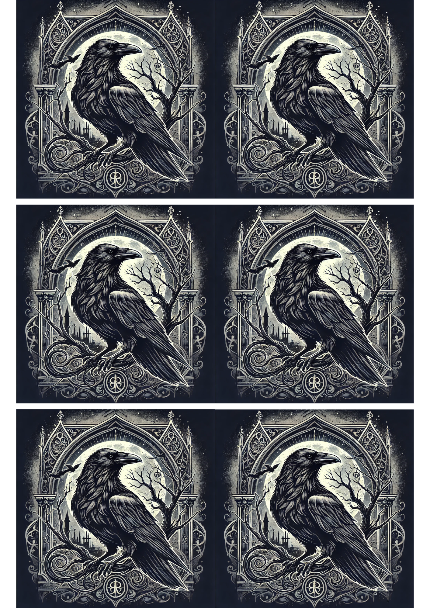 Reispapier für Decoupage Rabe im Gothic-Stil Collage Kat. Nr. 2601