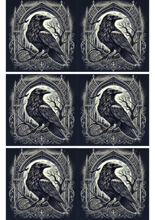Reispapier für Decoupage Rabe im Gothic-Stil Collage Kat. Nr. 2601