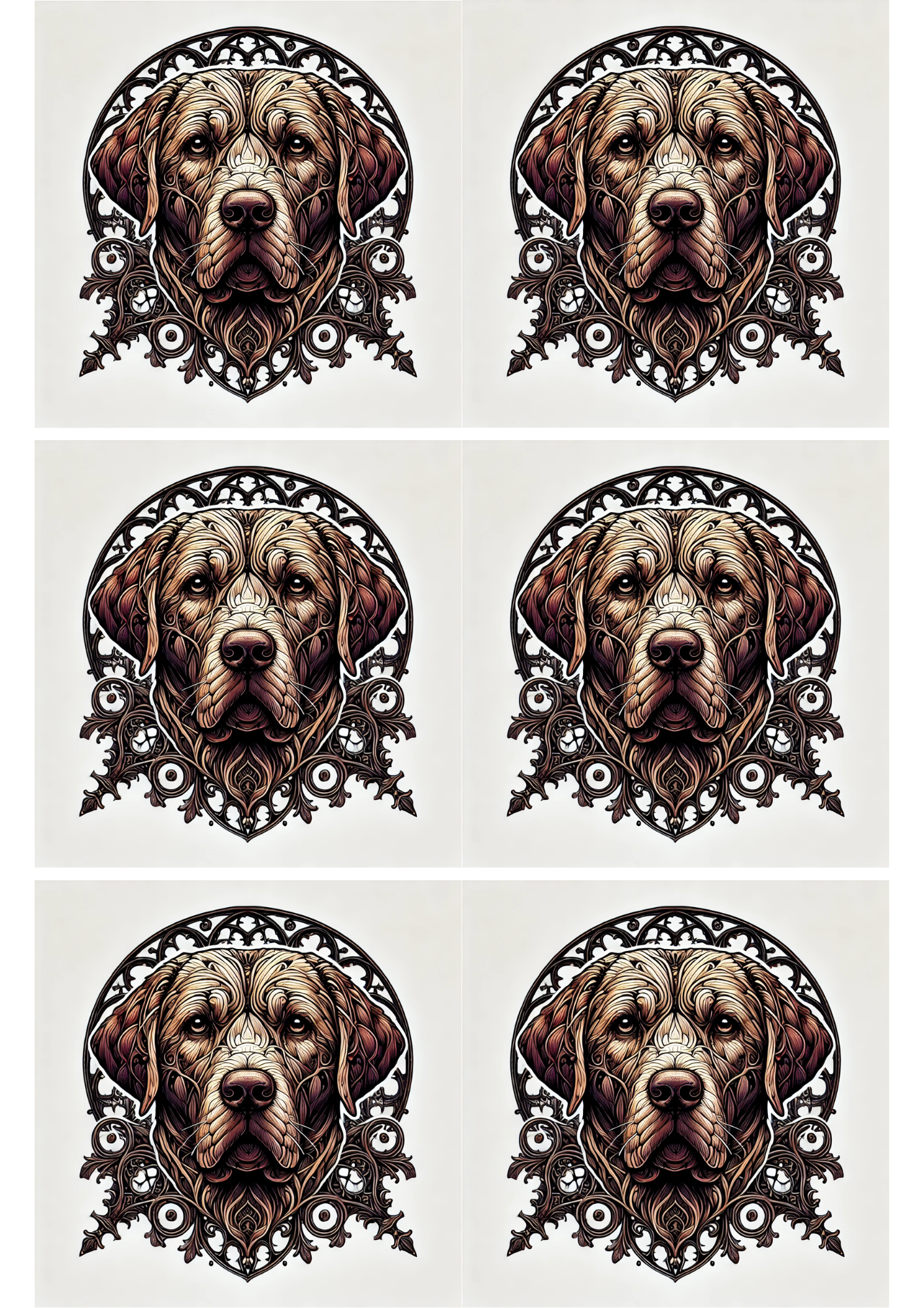 Reispapier für Decoupage Labrador im Gothic-Stil Collage, Kat. Nr. 2060