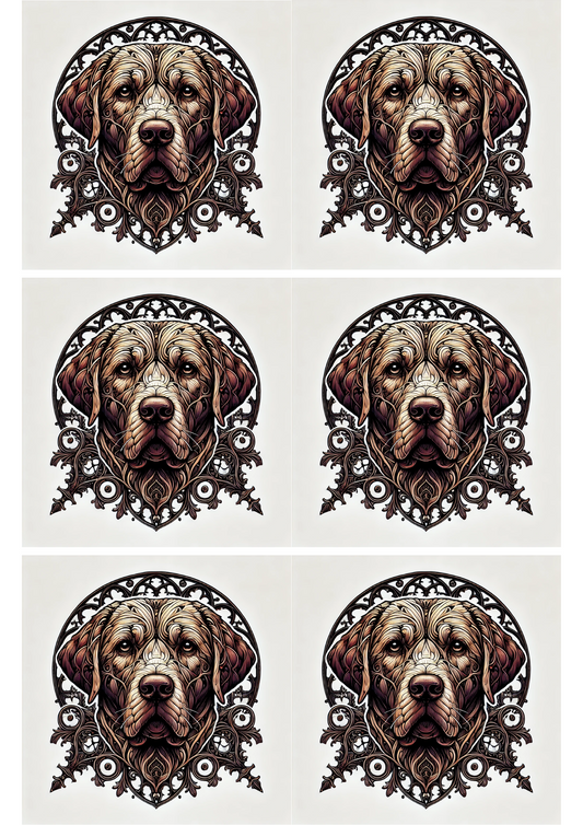 Reispapier für Decoupage Labrador im Gothic-Stil Collage, Kat. Nr. 2060