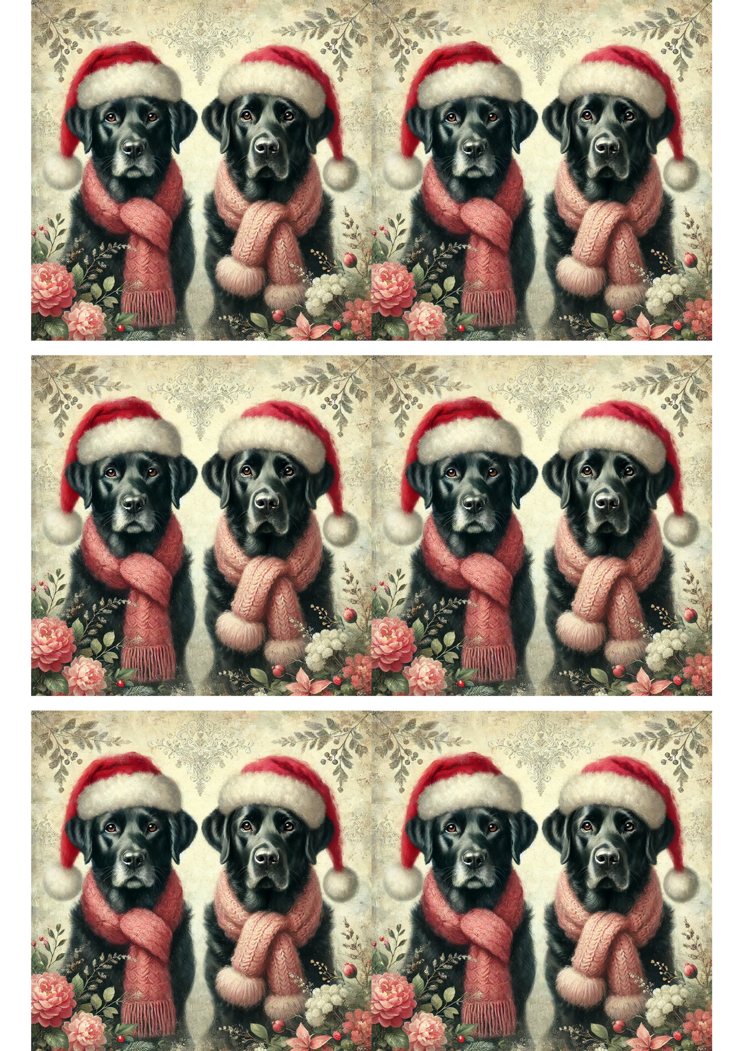 Rice Paper For Decoupage Labradors In Hats Collage Cat. No. 2863