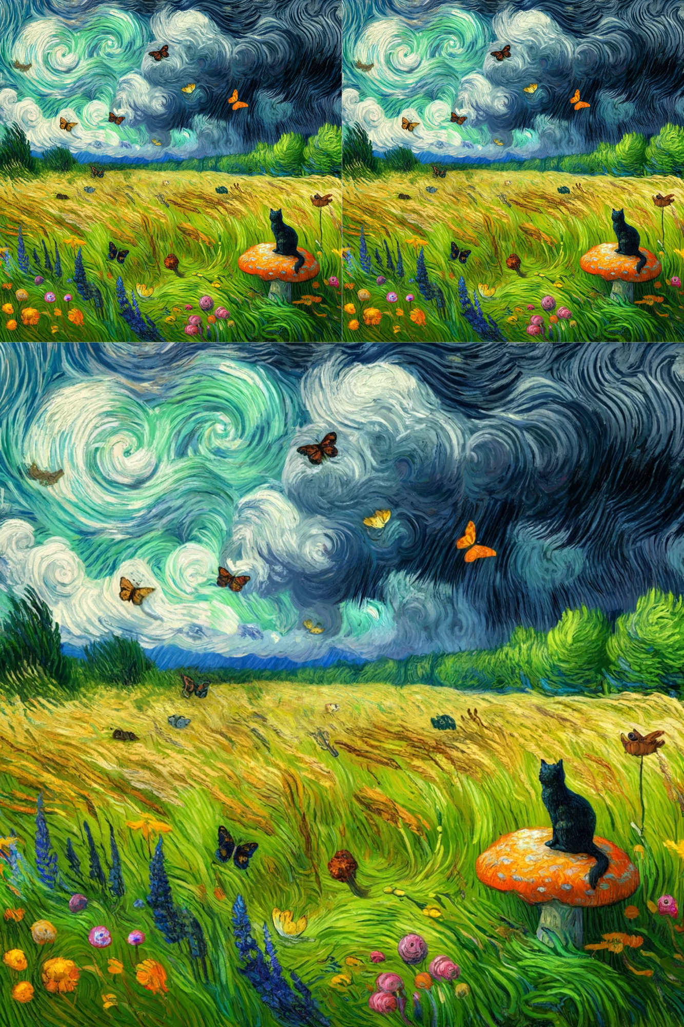 Reispapier für Decoupage Wiese Van Gogh Stil Nr. 43