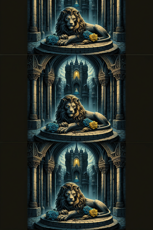 Rice Paper For Decoupage Lion Gothic Roses Princess Collage Cat. No. 185